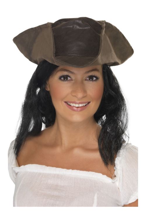Chapeau pirate marron avec cheveux
