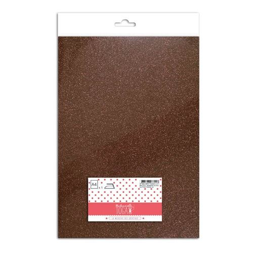 Flex thermocollant à paillettes - Marron glacé - 30 x 21 cm - Toga