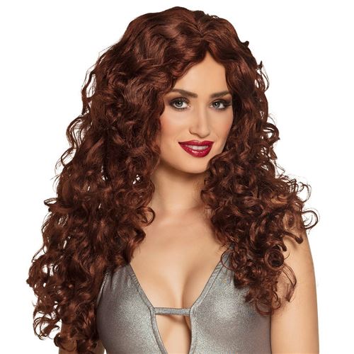 perruque cheveux longs bouclés brun femme - 86046