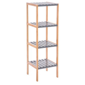 Etagere De Salle De Bain En Bambou 4 Niveaux H 110 Cm Gris