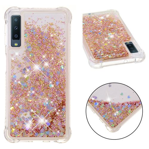 Coque en TPU Gel antichoc pailleté à base de sables mouvants scintillants or pour votre Samsung Galaxy A7 (2018) A750