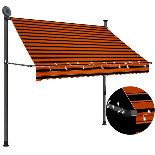 VidaXL Auvent manuel rétractable avec LED 200 cm Orange et marron