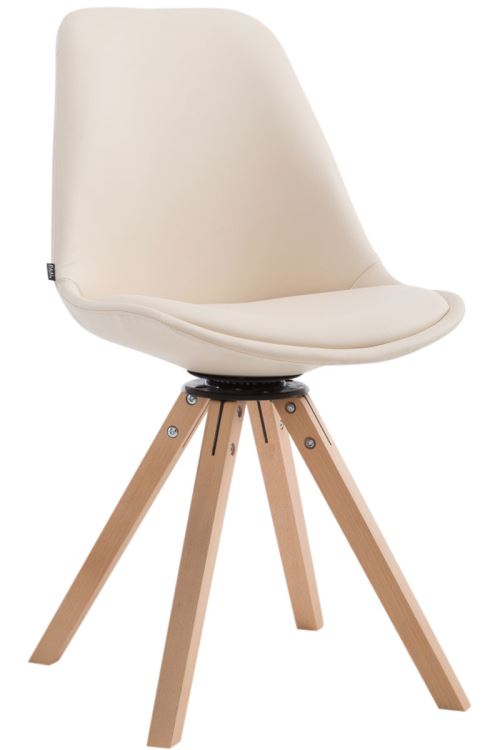 Chaise Calais pivotante pieds carrés Nature - Piètement en bois de hêtre - Assise Crème