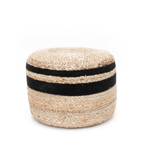 Pouf tressé main en jute Fuk - Couleur - Noir