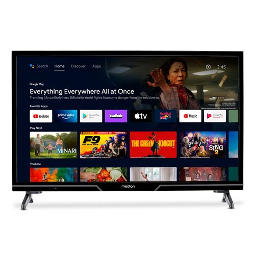 TV LED 24“ (60 cm) – MEDION MD824100 – HD Ready 1366x768 – HDR – Android Smart TV – 2xHDMI 1xUSB – WiFi