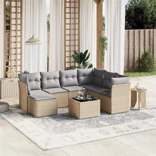 Non Communiqué Or Vidaxl Salon De Jardin Avec Coussins 8 Pcs, Canapés De Terrasse, Ensemble De Meubles De Patio, Mobilier D'extérieur, Mélange 3263225