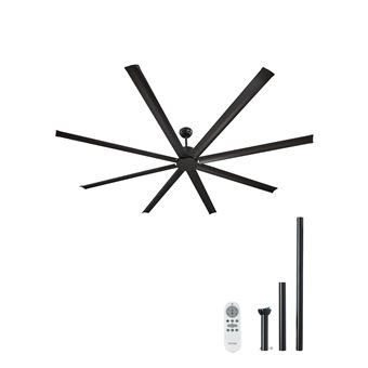 VEVOR Ventilateur De Plafond Sans Lumière 243cm 50W Avec Télécommande 6 Vitesses Noir - 1