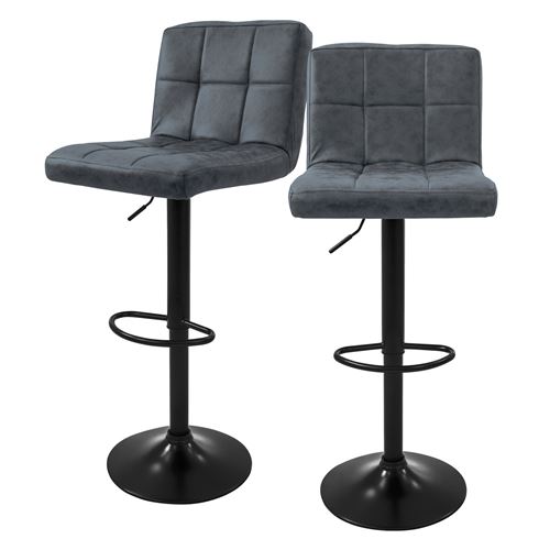ML-Design Lot de 2 Tabourets de Bar en Simili, Anthracite, Chaise Rembourrée avec Dossier