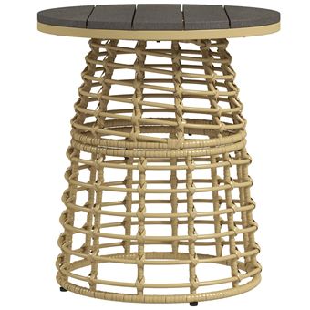Table Basse Jardin Ronde Outsunny - Plateau Verre Trempé - Résine Imitation Rotin - Ø60x37cm
