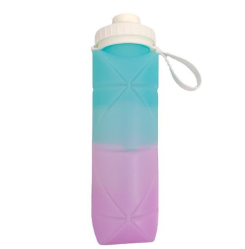 Tasse à Eau Pliante Portable en Silicone Pliable 600ML Bleu/Violet