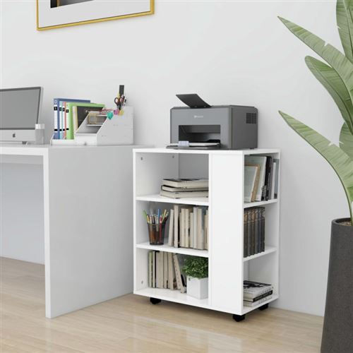 vidaXL Armoire à roulettes Blanc 60x35x75 cm Aggloméré