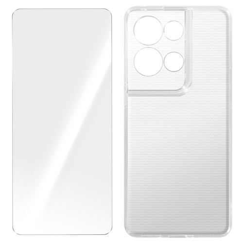 Coque pour Oppo Reno 8 Pro 5G Silicone Souple et Film Verre Trempé 9H Avizar transparent
