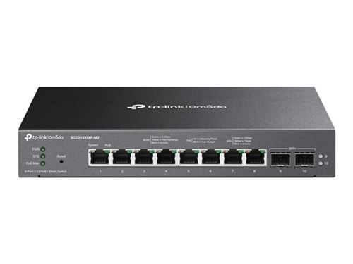 Tp-Link Omada Sg2210Xmp-M2 V1.6 - Commutateur - C2+ - Intelligent - 8 X 100/1000/2.5G (Poe+) + 2 X Ethernet 10 Go Sfp+ - De Bureau, Fixation Murale - Poe+ (160 W)