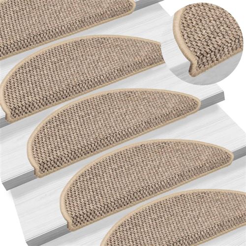 vidaXL Tapis d'escalier autocollants 15 pcs 56x20 cm Beige foncé
