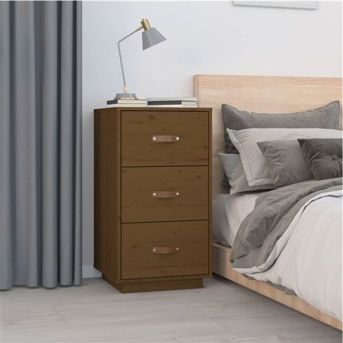 VIDAXL - Table de chevet - Bois de pin - Marron - 40x40x75 cm - Image 3