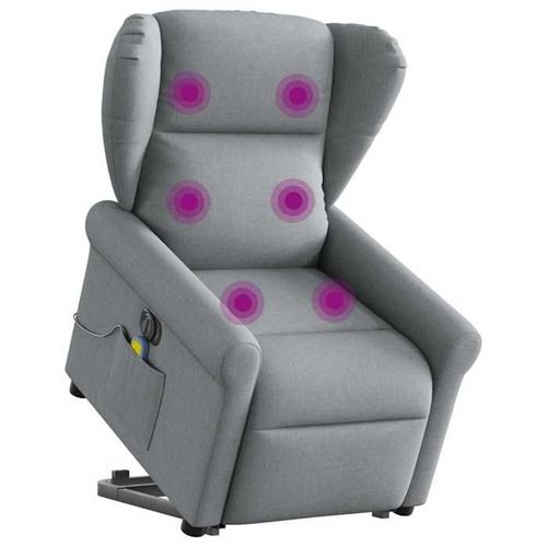 VIDAXL - Fauteuil de relaxation - Électrique - Inclinable - Massage - Gris clair - Image 2