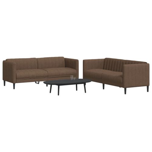 Vidaxl Marron Ensemble De Canapés 2 Pcs Tissu - Image 2