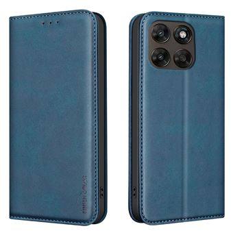 Étui FOXDOCK à rabat pour Motorola MOTO G67 5G, blocage RFID, étui portefeuille magnétique antichoc avec béquille et emplacements pour cartes-Bleu - 1