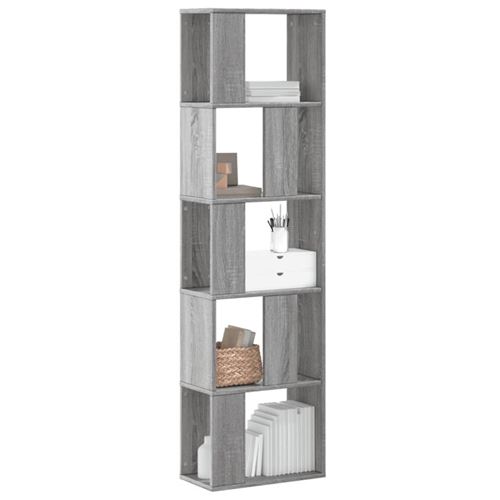 Bibliothèque 5 niveaux sonoma gris bois d ingénierie