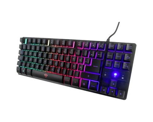 Trust Gxt833 Thado Tkl Usb, Filaire Clavier De Gaming Éclairé, Touches Multimédia Qwerty Noir, Rvb