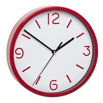 Horloge murale analogique silencieuse, avec couvercle en verre, grands chiffres, rouge, TFA 60.3033.05 - 1