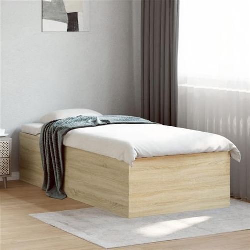 Non Communiqué Beige Vidaxl Cadre De Lit Chêne Sonoma 90X200 Cm Bois D'ingénierie, Meuble De Chambre À Coucher, Sommier, Lit À Panneaux, Lit, Lit 3280967