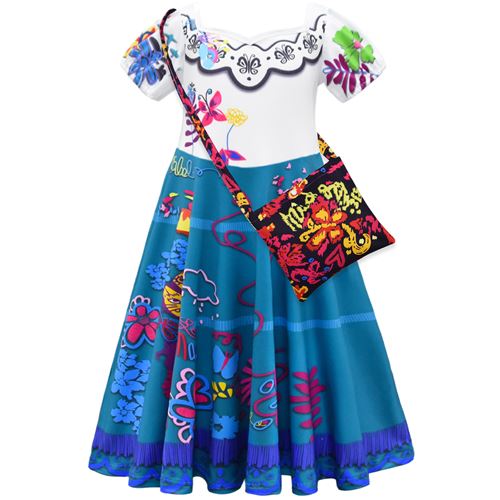 Déguisements Encanto Mirabel Costume de Cosplay Jupe FONGWAN Robe de Princesse et Sac à Bandoulière pour Enfant Fille - 120cm