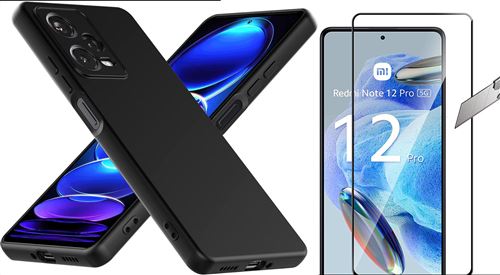 Coque Silicone Noir + Verre Trempe Pour Xiaomi Redmi Note 12 Pro Little Boutik©