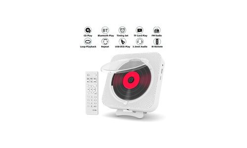 Lecteur de musique cd portable,avec bluetooth,haut-parleur stéréo, écran led,montage mural,télécommande ir,radio fm