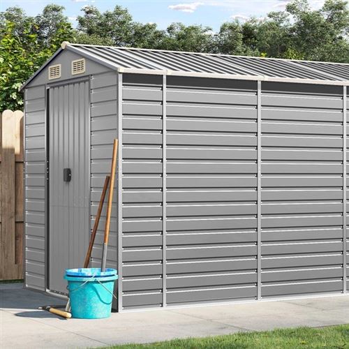 vidaXL Abri de Jardin, Cabane à Outils avec Poignées, Remise à Outils avec Toit Inclinable, Abri de Rangement Patio, Gris 3188248