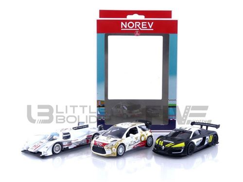 Voiture Miniature de Collection NOREV 1-43 - AUDI Lot R18 - Citroen DS3 - Renault RS 01 - White / Blanc et Or / Black - 430030-Audi