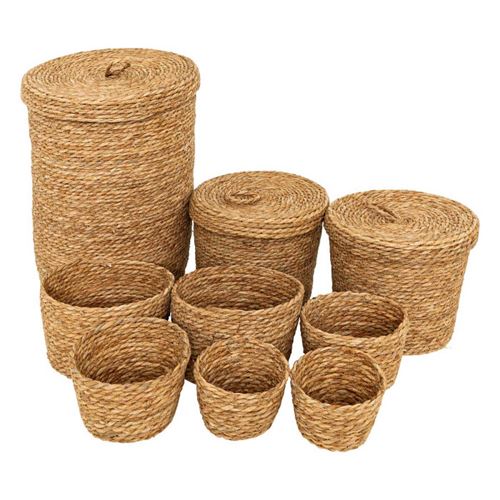 ATMOSPHERA - Lot de 9 Paniers de Rangement - Jonc - 48cm - Naturel - Image 3