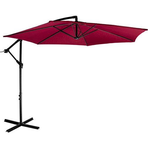 Parasol déporté Ø 3 m, avec housse et manivelle pour régler l'angle, toile 180g/m² avec protection UV, hauteur fermé 233 cm, couleur rouge - STILISTA