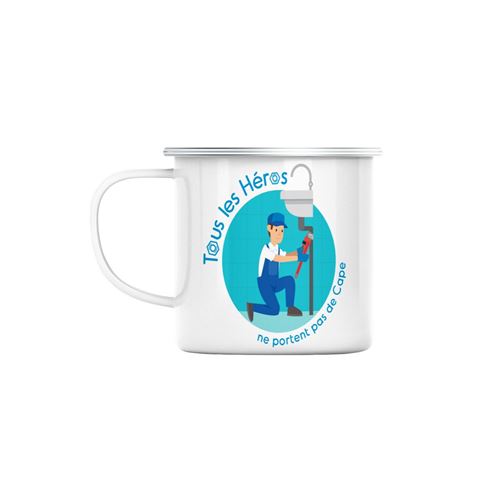 Mug en métal émaillé Les vrais héros - plombier