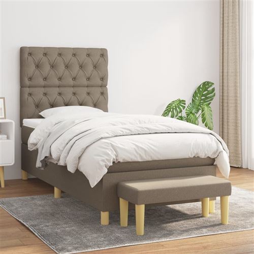 vidaXL Lit à sommier tapissier avec matelas Taupe 80x200 cm Tissu