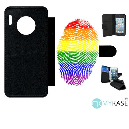 Etui My-Kase pour Mate 30 Pro - 59 empreinte digitale drapeau gay pride - Simili-cuir Noir