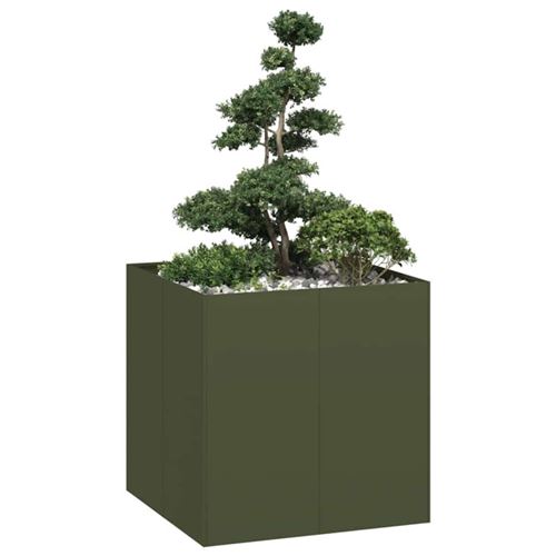 Vidaxl Vert Jardinière Olive 80X80x80 Cm Acier - Image 2