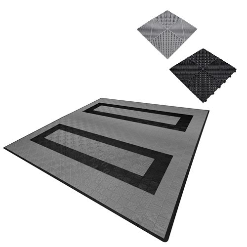 Monstershop Vented Garage Floor Tiles With Edges – 165 Grey & 60 Black