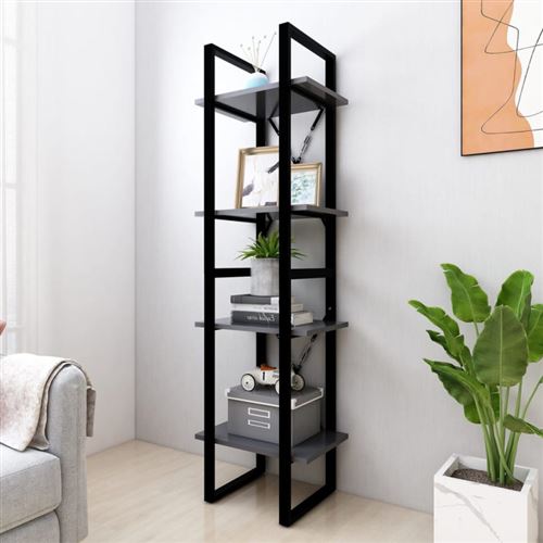 vidaXL Bibliothèque à 4 niveaux Gris 40x30x140 cm Aggloméré