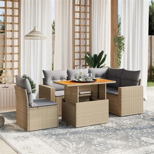 Non Communiqué Beige Vidaxl Salon De Jardin Avec Coussins 6 Pcs, Canapés De Terrasse, Ensemble De Meubles De Patio, Mobilier D'extérieur, 3271318