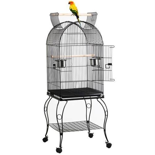 Cage à Oiseaux, avec roulettes, la Lucarne Ouverte et Support Détachable - 59*59*150cm Noir