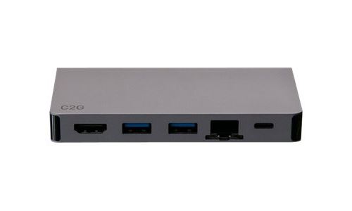 C2G USB-C Travel Dock with HDMI, 2x USB-A, Ethernet, and USB-C Power Delivery up to 100W - 4K 30Hz - Station d'accueil - USB-C / Thunderbolt 3 - HDMI - GigE