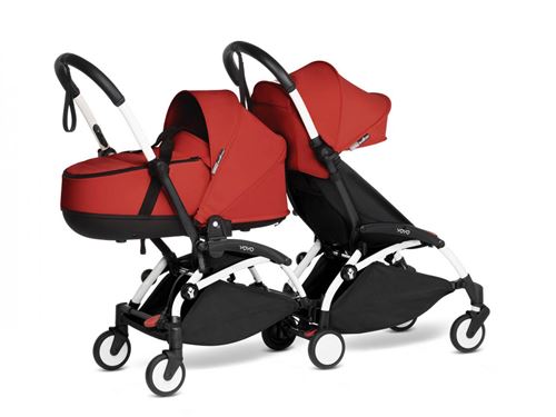 Babyzen - Poussette double YOYO 2 cadres blanc nacelle et 6+ rouge