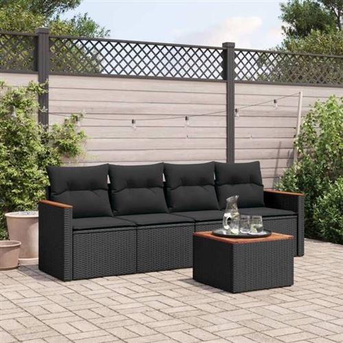 Vidaxl Noir Salon De Jardin 5 Pcs Résine Tressée - Image 3