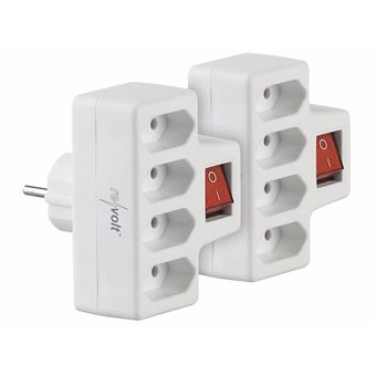Revolt : 2 multiprises à 4 prises avec interrupteur 10 A / 2300 W - 1