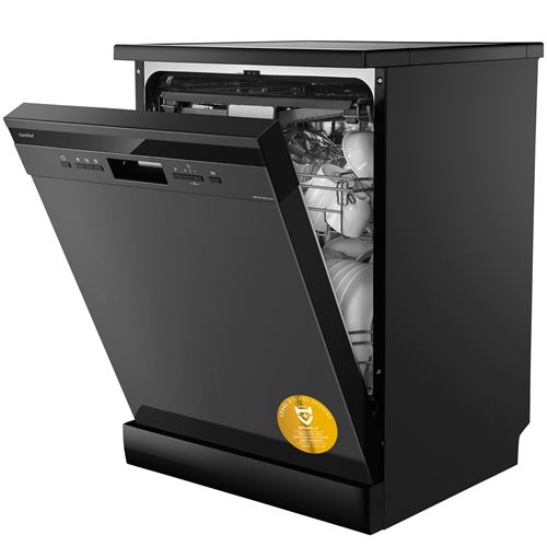 COMFEE Lave-Vaisselle Pose Libre 60cm, 49dB avec 12 couverts, Hygiene Lavage, Départ Différé, Demi-Charge - Noir [Energy Class D]