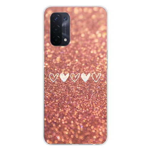 Coque en silicone imprimée compatible Oppo A54 5G Paillettes coeur