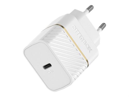 OtterBox Wall Charger - Adaptateur secteur - 20 Watt - 3 A - PD 3.0 (USB-C) - poussière de nuage blanche - pour Apple iPad/iPhone/iPod (Lightning)