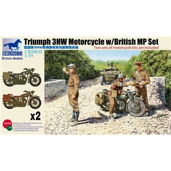 Triumph 3hw Motocycle W/mp Figure Set - 1:35e - Bronco Models - 1