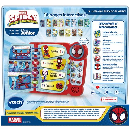 eKids Spidey et son incroyable livre d'amis, jouets pour tout-petits avec  jeux d'apprentissage préscolaires intégrés, jouets éducatifs pour les fans  de jouets et cadeaux Spiderman 
